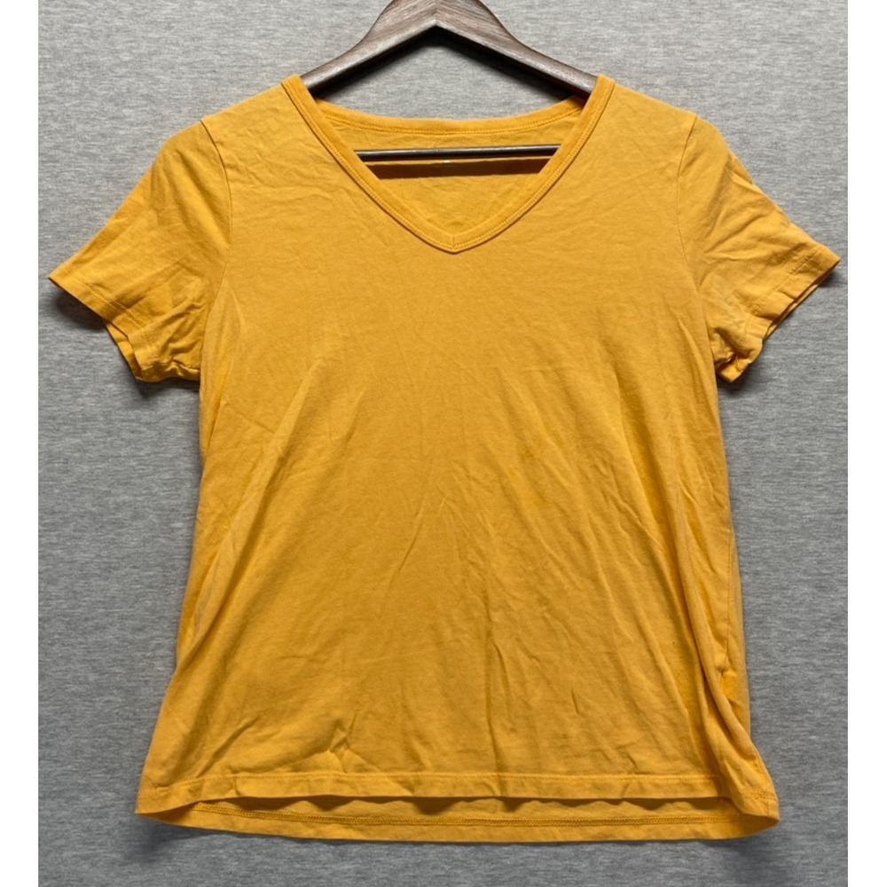 Old Navy Everywear T Shirt Womens XS Mustard Yellow Cotton V Neck Short Sleeve